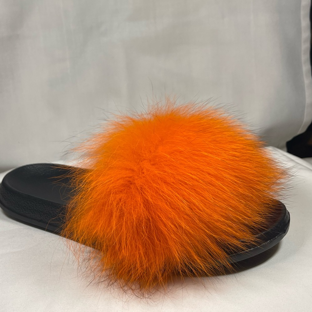 Real Fur Slippers (Orange)